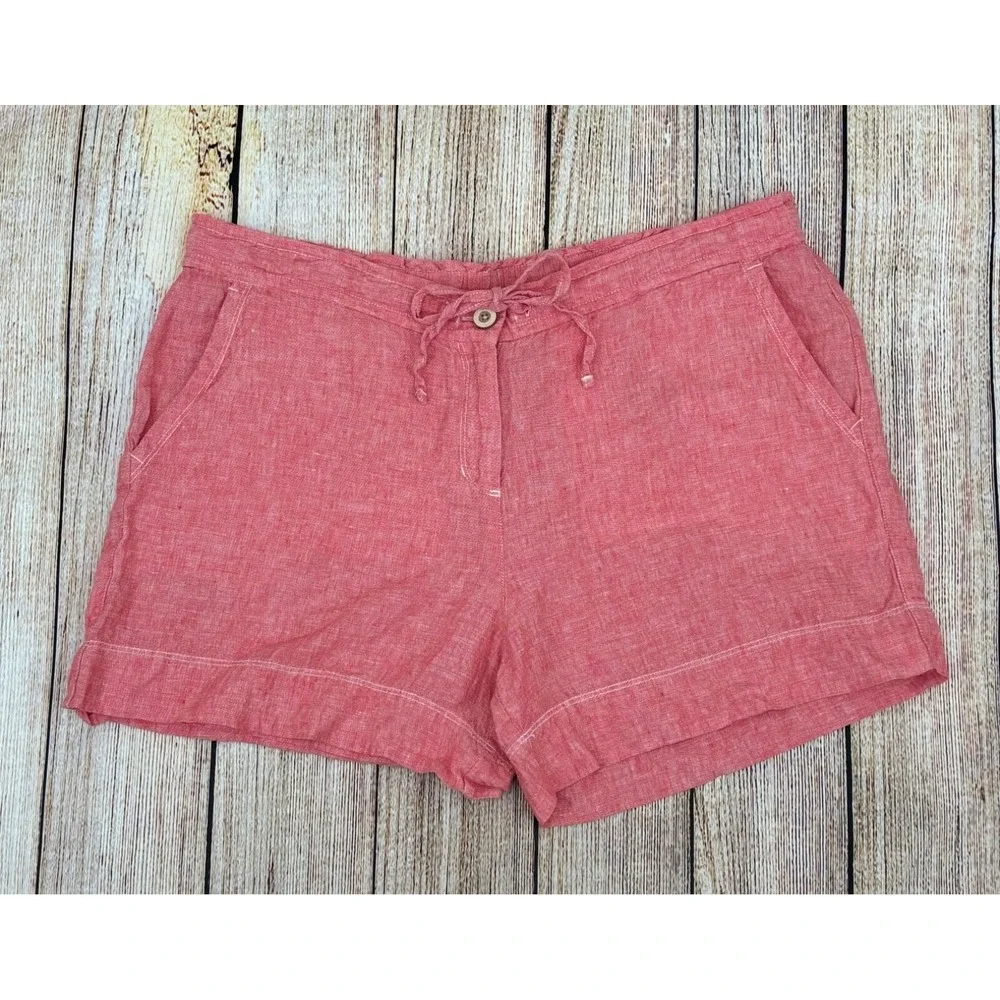 Tommy Bahama Palmbray Linen Shorts Coral Pink Size‎ Large L Drawstring 5
